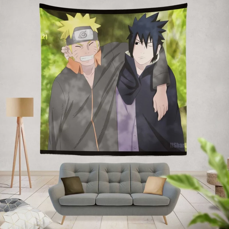 Eternal Rivalry Naruto and Sasuke Anime Wall Tapestry